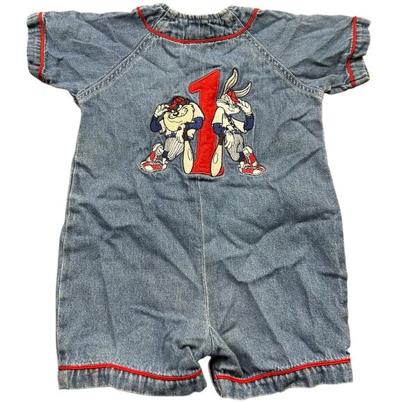 All Star Looney Tunes 90’s Baseball No. 1 Baby Romper - Picture 1 of 7